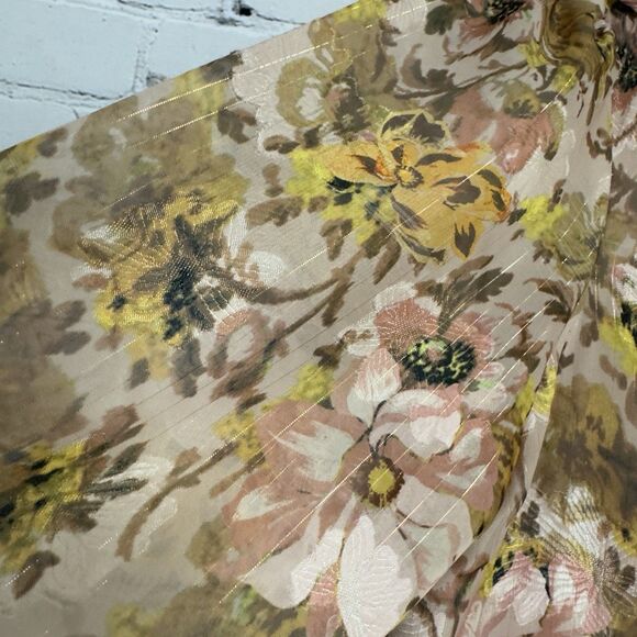 Anthropologie Greylin Bella Yoke Button Front Floral Jacquard Blouse Women's L - Picture 11 of 13